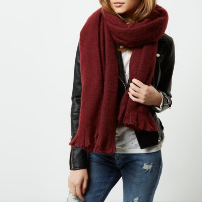 Dark red soft blanket scarf